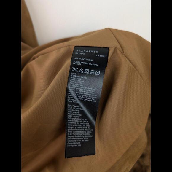 [SOLD] ALLSAINTS Womens Sz US 6 BALFERN Fringe Tassel Suede Leather Jacket Brown - Picture 10 of 10